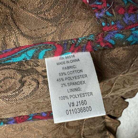Coldwater Creek Women’s S Brown Brocade Jacket Ruffle Trim Color-Lining Luxury - Picture 6 of 10